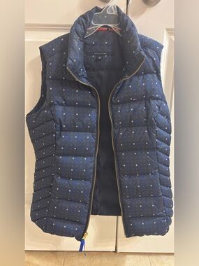 Tommy Hilfiger Navy Quilted Puffer Vest with Metallic Dots